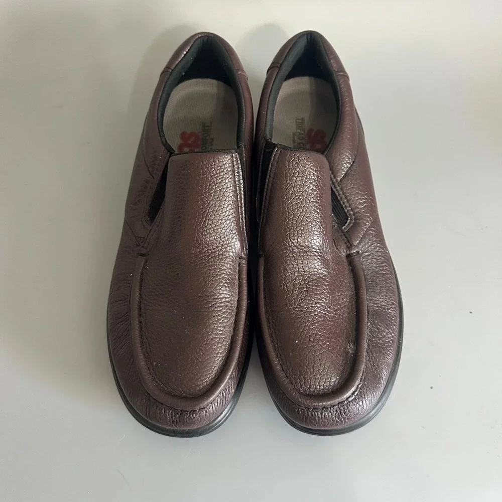 SAS Mens Side Gore Brown Pebbled Leather Slip On Loafers Tripad Comfort SZ 13.5